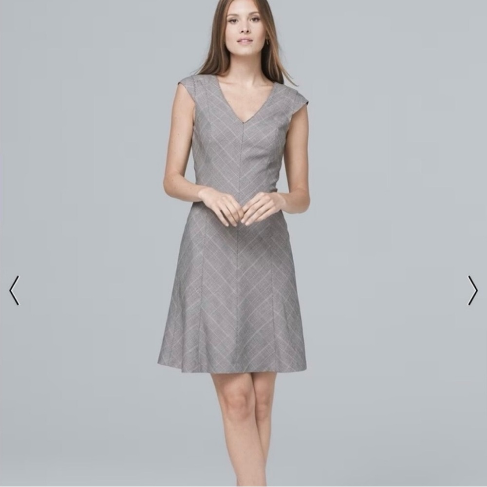 White House Black Market Gray A-Line Midi Dress